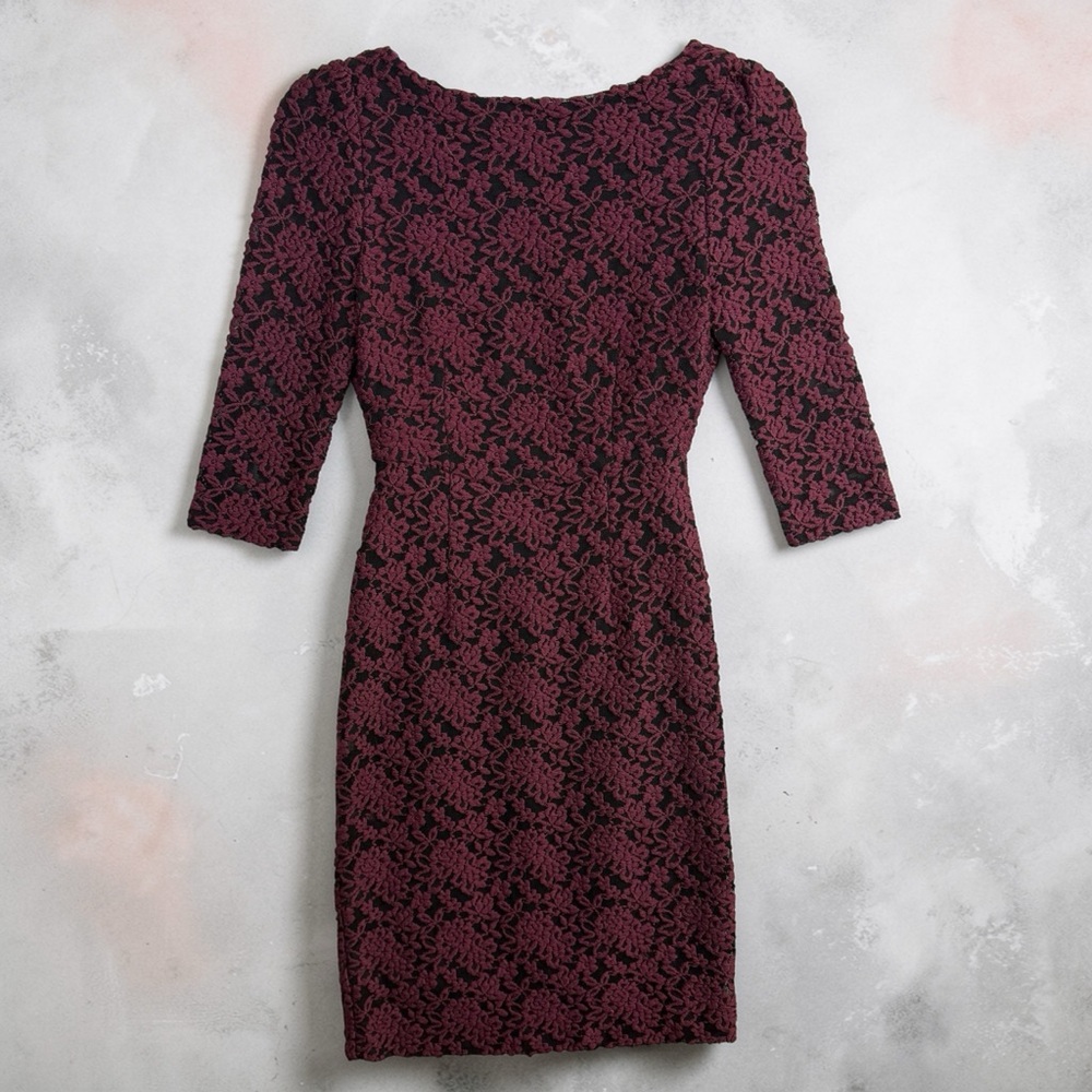 Alice + Olivia 2 Burgundy‎ Lace Cutout Bodycon Cocktail Mini Dress Date Night